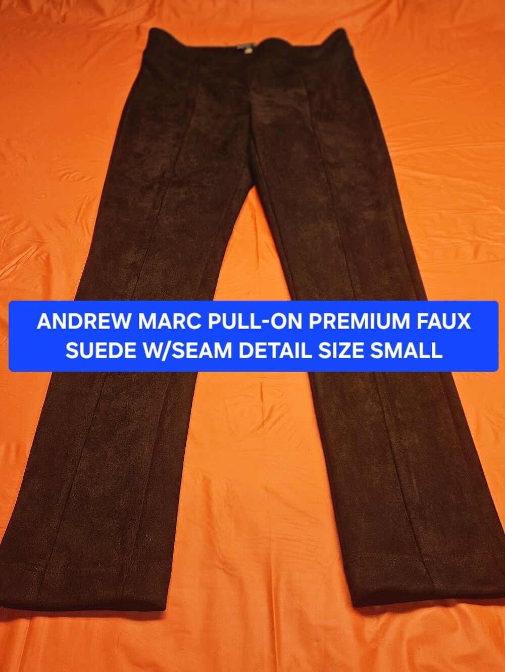 Andrew Marc Pull On Faux Soft Suede Leggings Black Seam Detail Small Like New